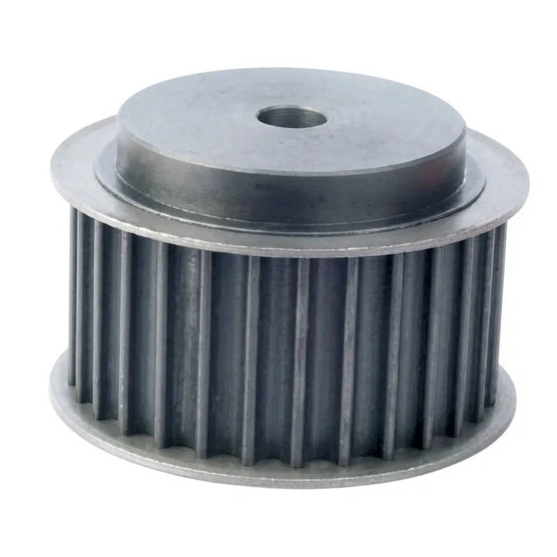 Full view of an HTD curvilinear tooth timing pulley used in heavy torque transmission