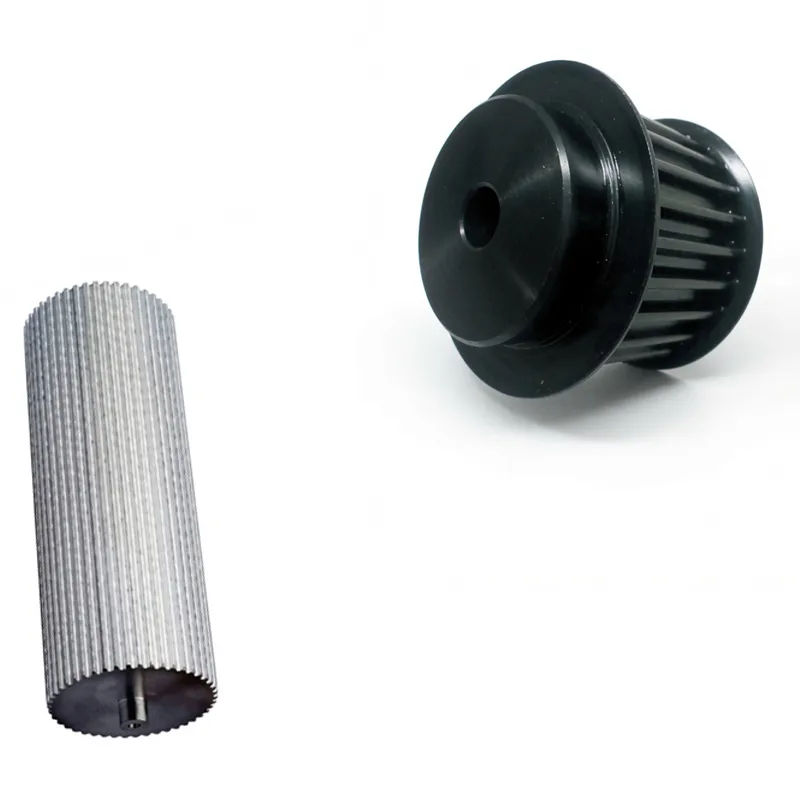 Extruded timing pulley bar stock cut to length on a workshop bench